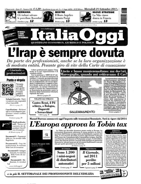 Italia oggi : quotidiano di economia finanza e politica